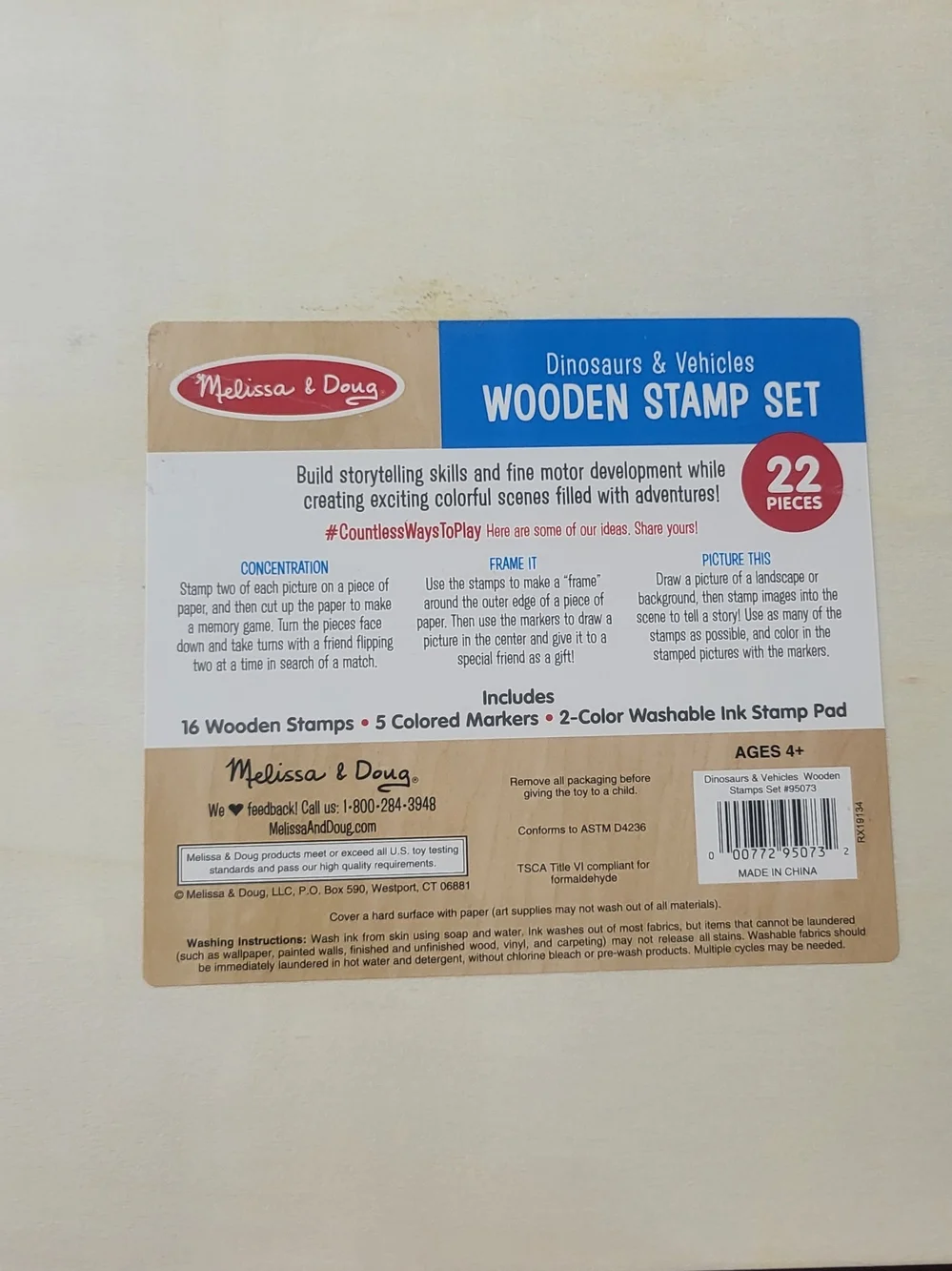 Melissa & Doug Wooden Stamp Set - Dinosaurs & Vehicles
